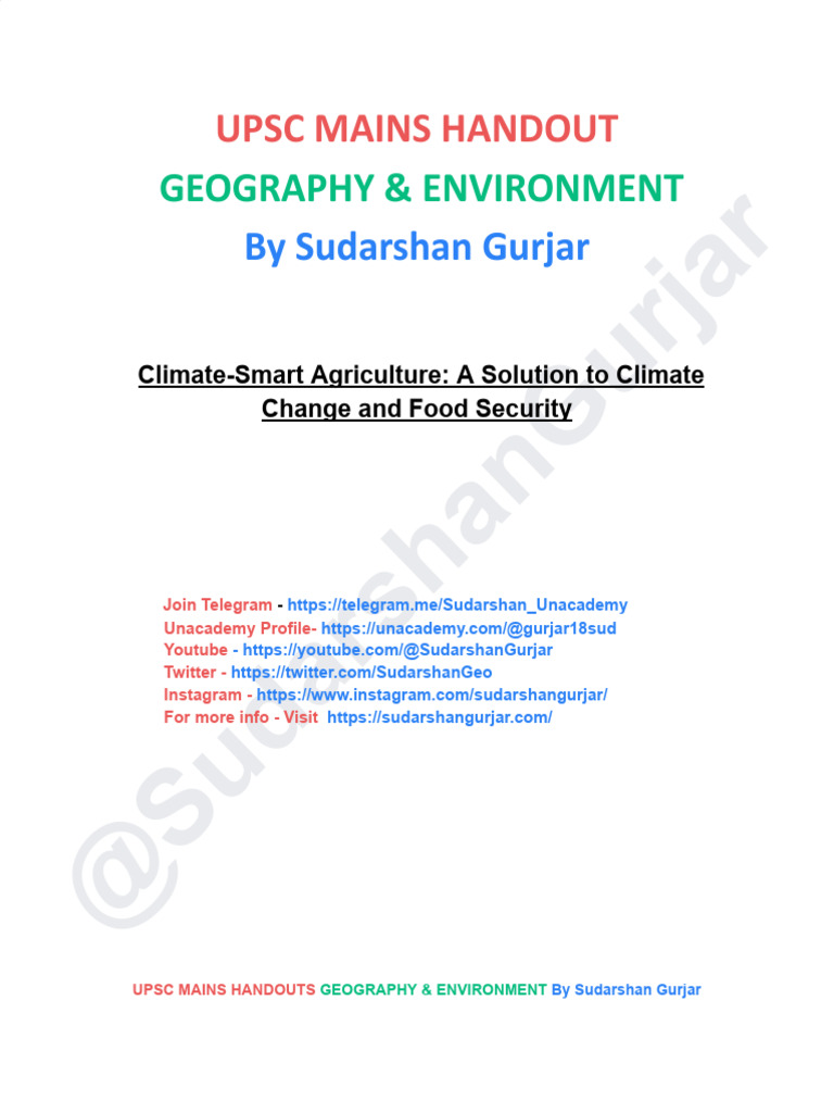 Climate-Smart Agriculture for UPSC | PDF | Agriculture | Climate Change