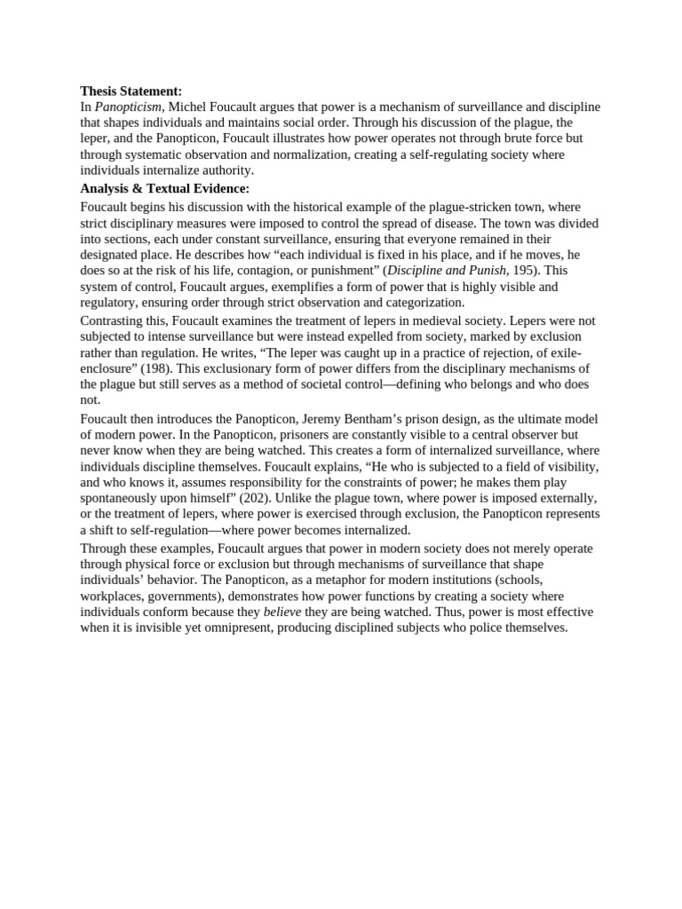 Foucault's Panopticism and Social Control | PDF | Michel Foucault