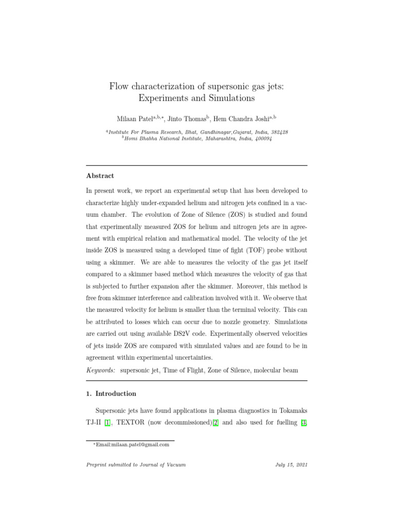 Supersonic Jet Flow Characterization Study | PDF | Fluid Dynamics | Jet ...