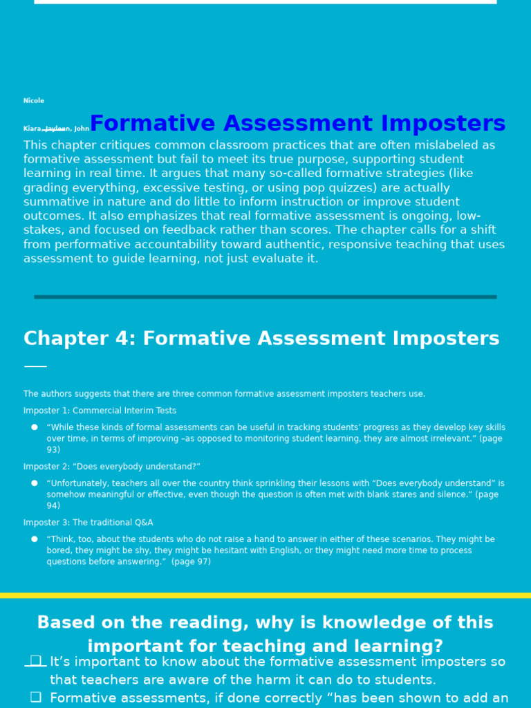 Chapter 4 Presentation - Formative Assessment Imposters | PDF ...