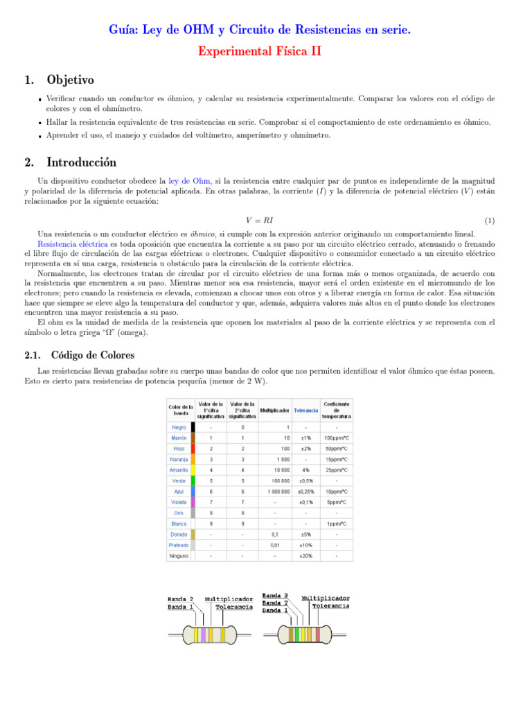 Comportamiento Ohmico en Resistencias | PDF | Resistencia Eléctrica y ...