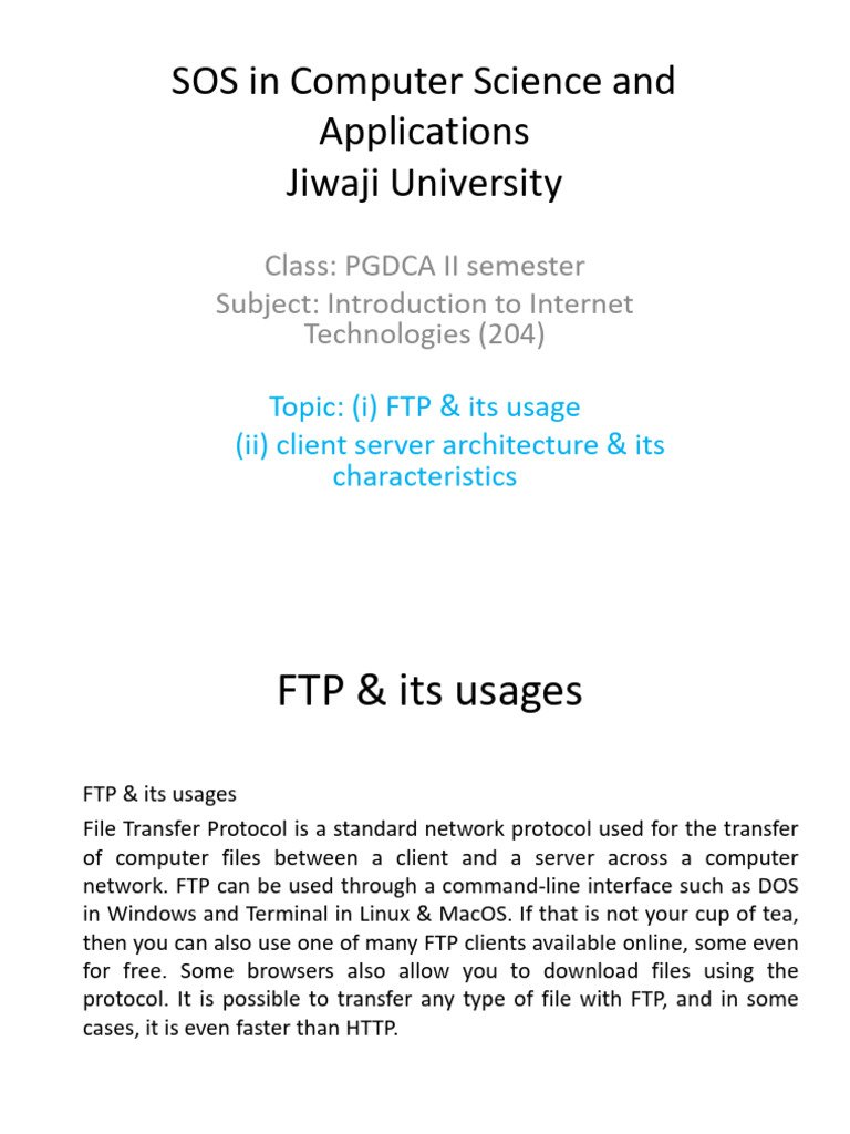 FTP Client-Server Architecture Explained | PDF | File Transfer Protocol ...
