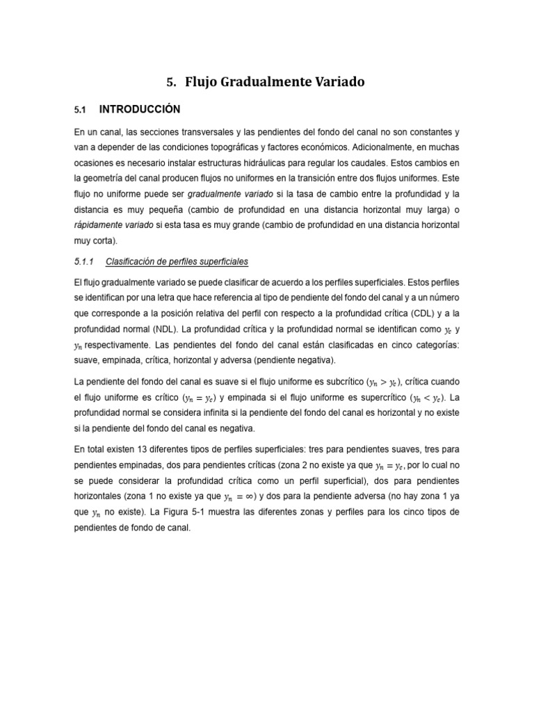Perfiles de Flujo Gradualmente Variado | PDF