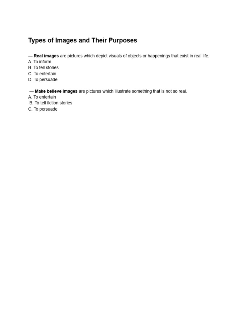 Types of Images and Their Uses | PDF