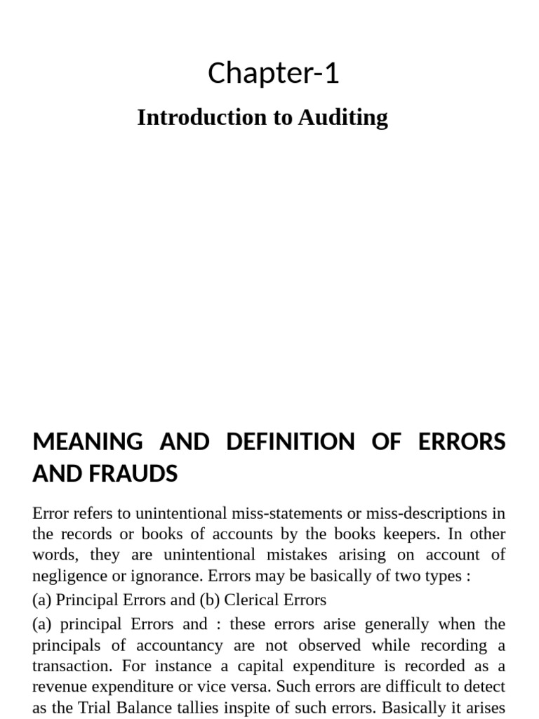 Understanding Errors and Frauds in Auditing | PDF | Audit | Going Concern