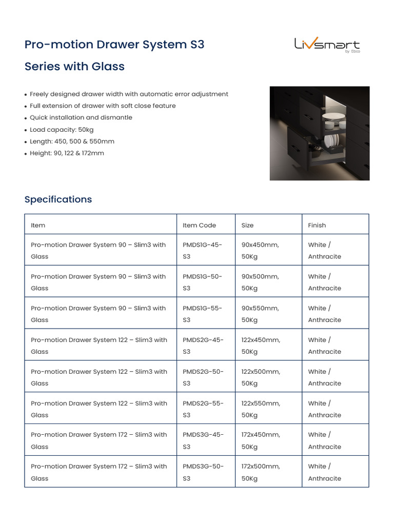 Pro-motion Drawer System S3 Overview | PDF