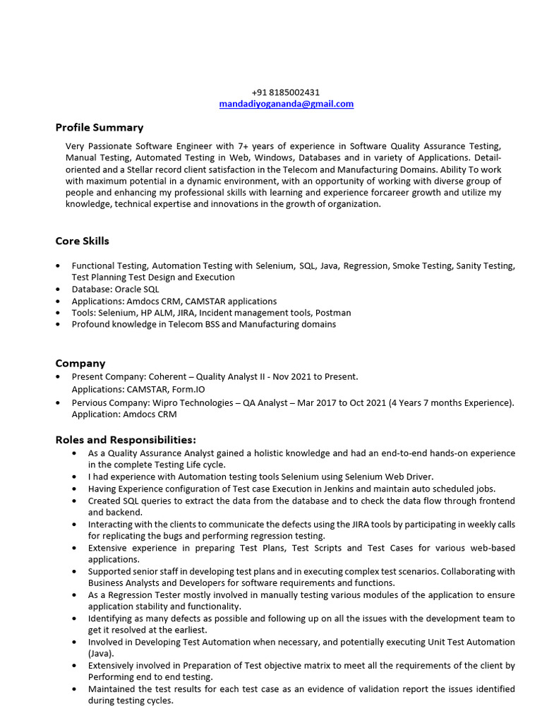 Software Quality Assurance Expert Profile | PDF | Software Engineering | Computing