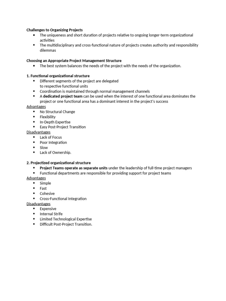 Project Management Structure Challenges | PDF | Organizational ...
