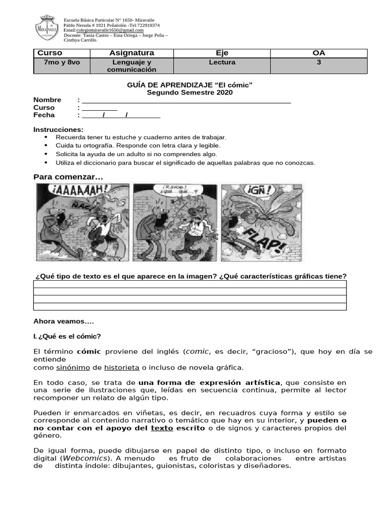 Guía de Aprendizaje sobre el Cómic | PDF | Cómics