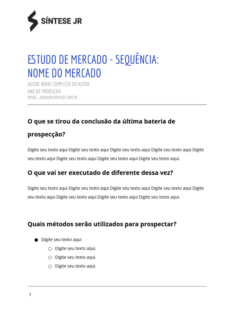 Estudo de Mercado: Prospecção e Resultados | PDF