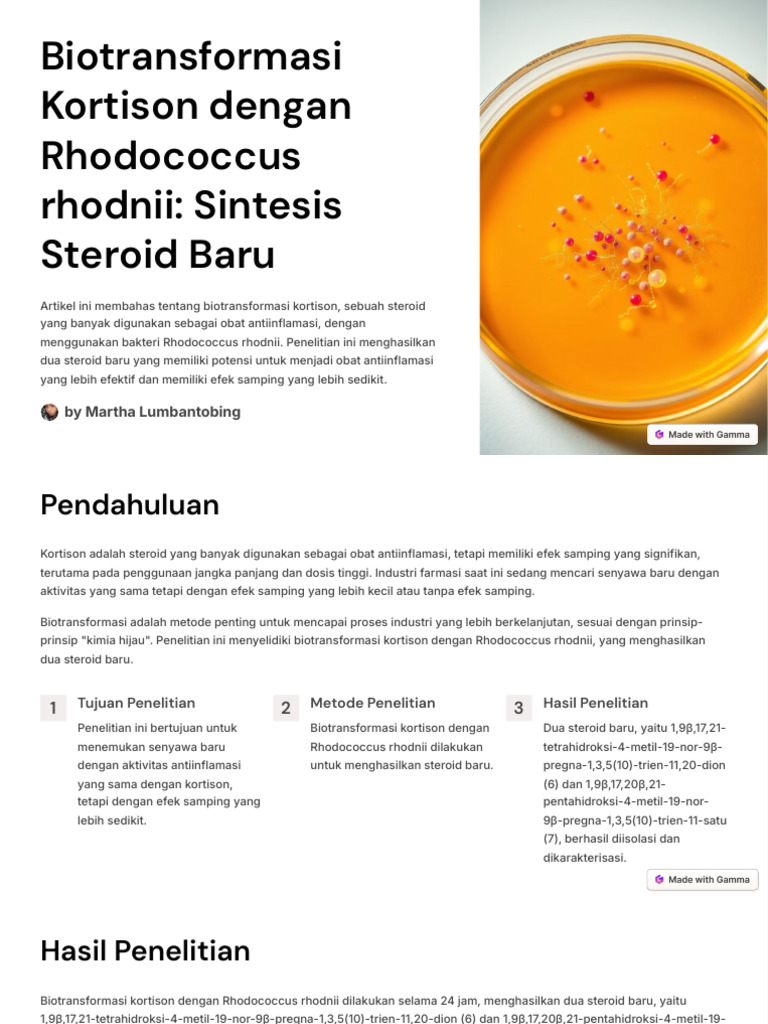 Biotransformasi Kortison oleh Rhodococcus | PDF
