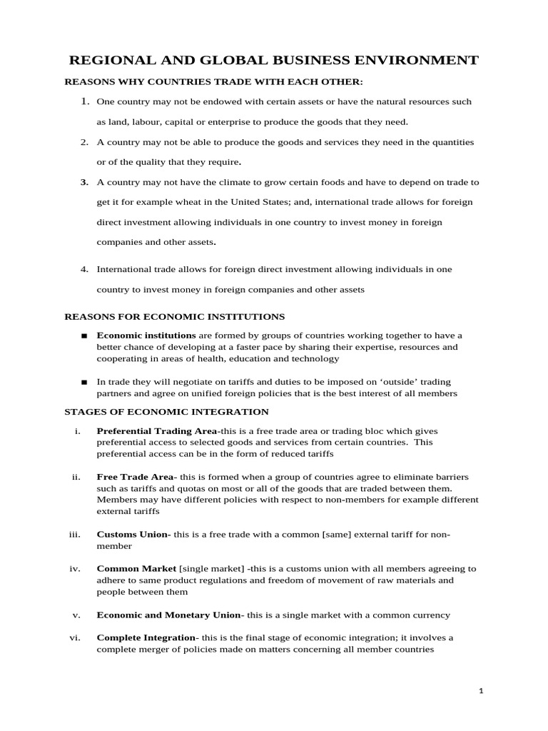 Global Business Environment Overview | PDF | International Relations ...