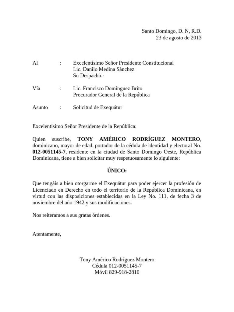 Solicitud de Exequátur en RD | PDF
