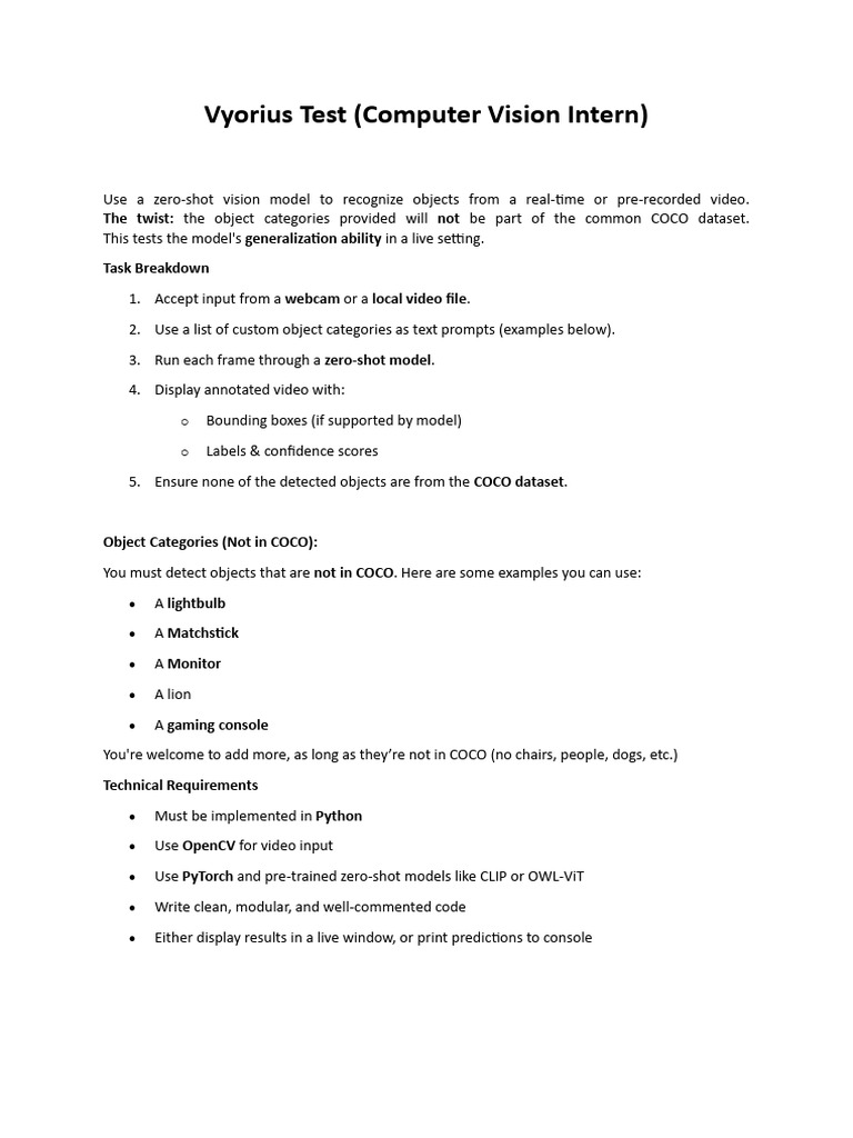 Vyorius Test (Computer Vision Intern) | PDF