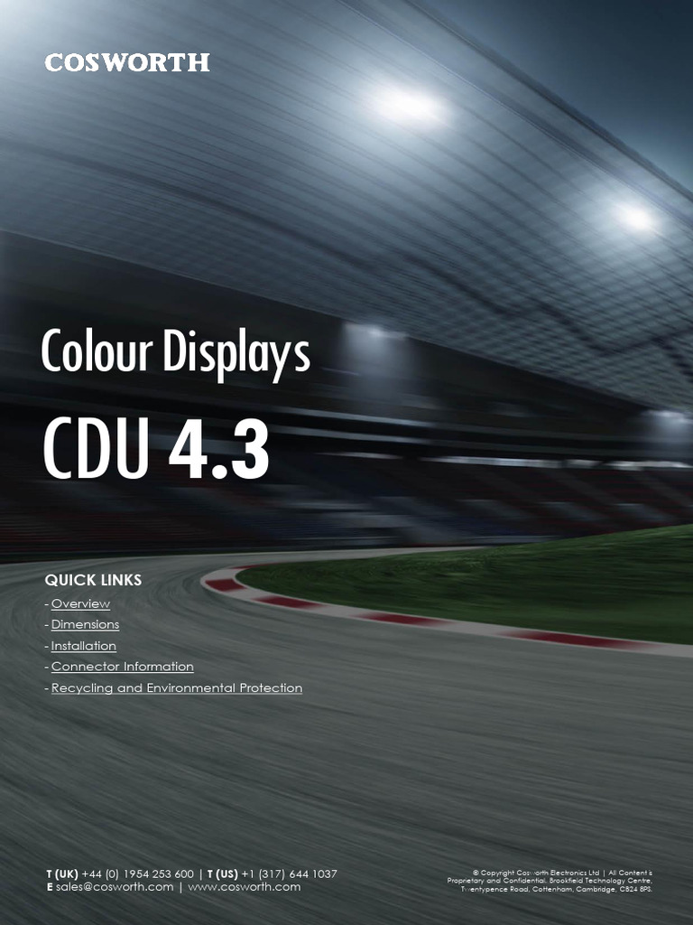 Cosworth CDU 4.3 TFT Display Overview | PDF | Electrical Connector ...