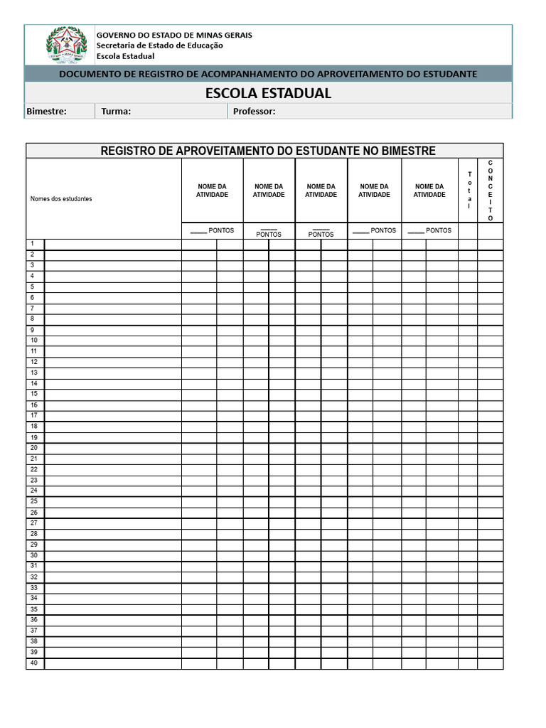 Registro de Aproveitamento Escolar | PDF | Escrita | Linguística