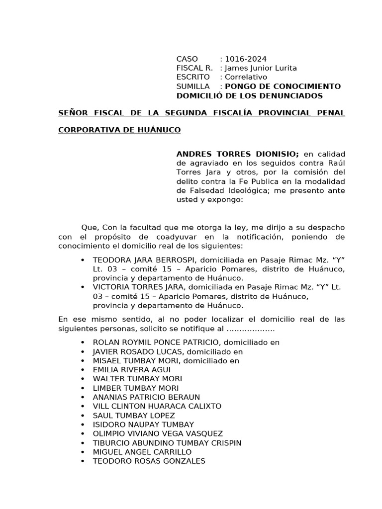 Escrito Coadyuvar Notificacion | PDF