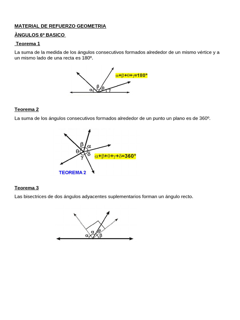 Teoremas de ángulos en geometría básica | PDF