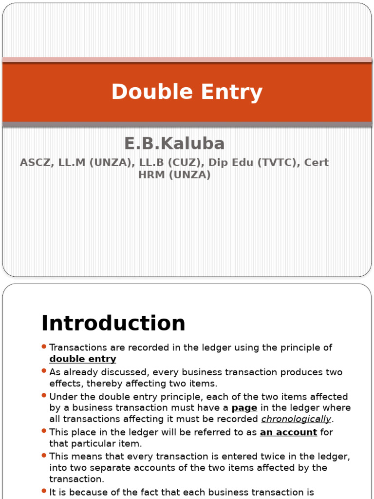 Accounts Lesson 5 - Double Entry - 075630 | PDF | Debits And Credits ...
