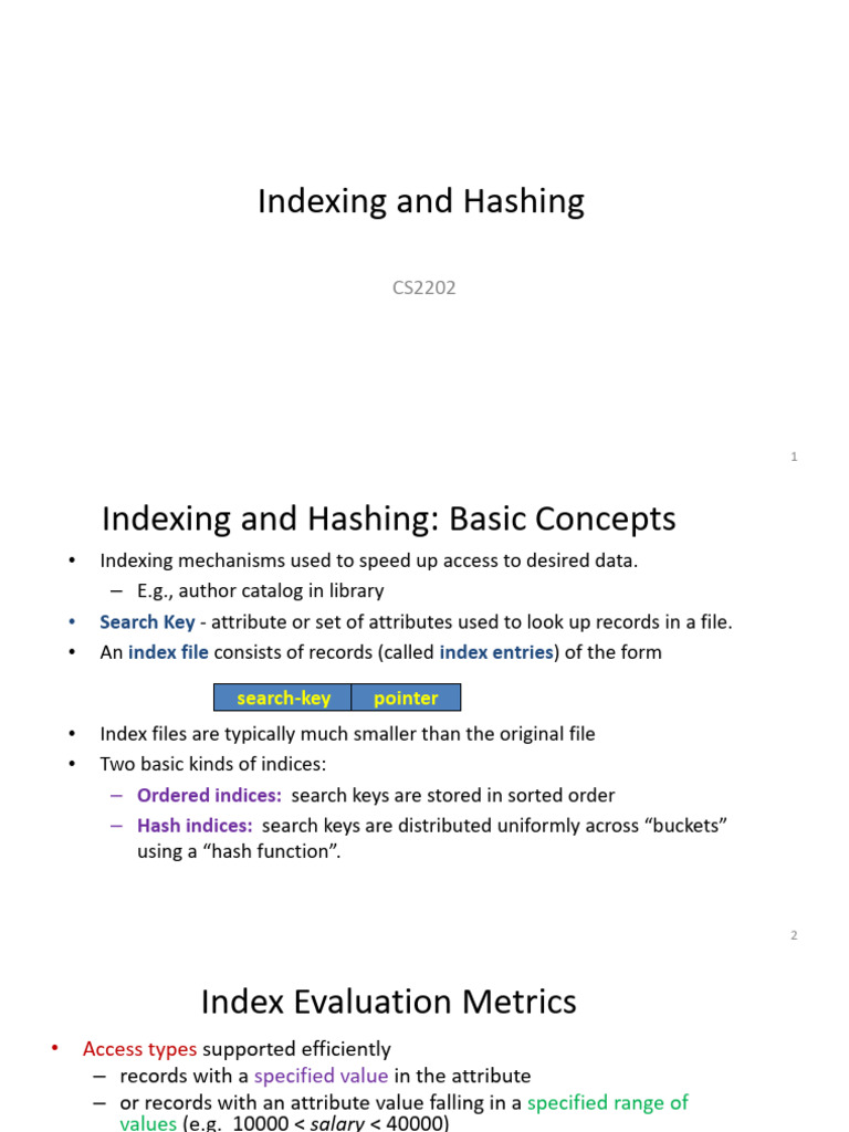 Indexing and Hashing Techniques Explained | PDF | Database Index | Data ...