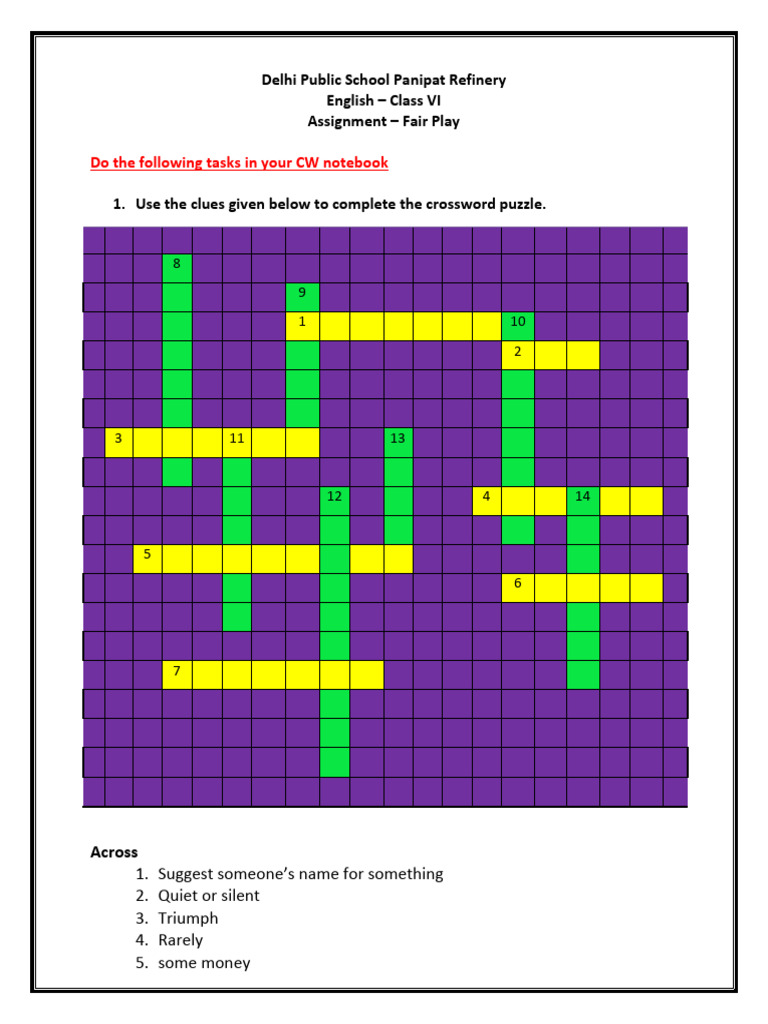 Fair Play Assignment for Class VI | PDF