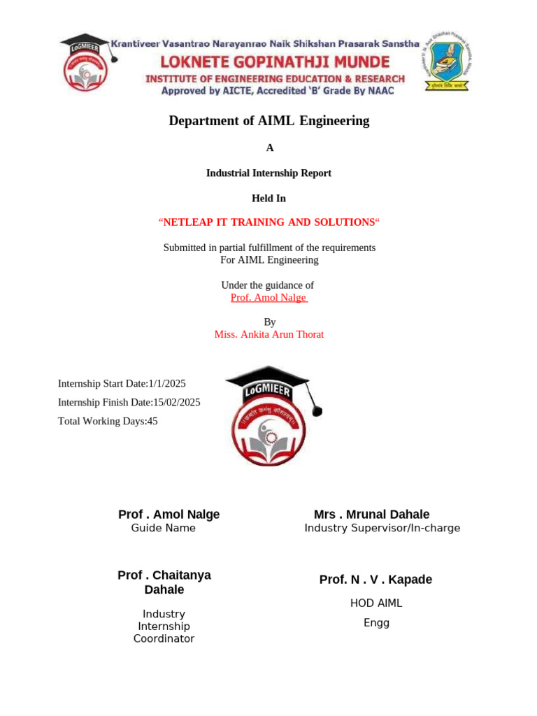 AIML Internship Report at Netleap IT | PDF | Python (Programming ...