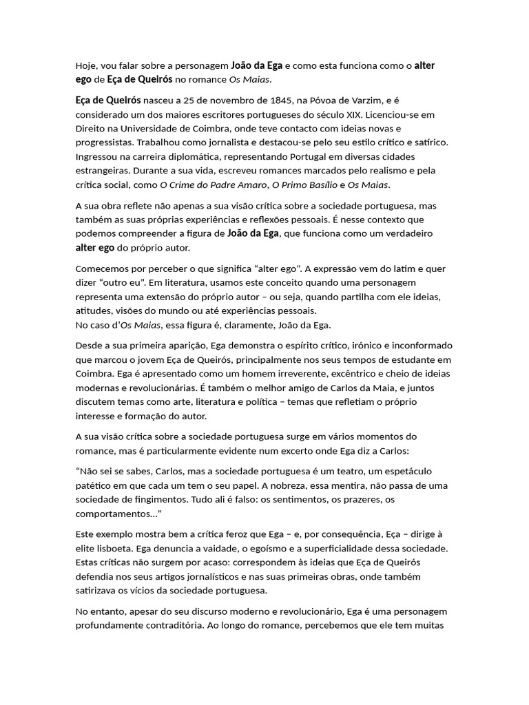 João da Ega: Alter Ego de Eça de Queirós | PDF | Crítica