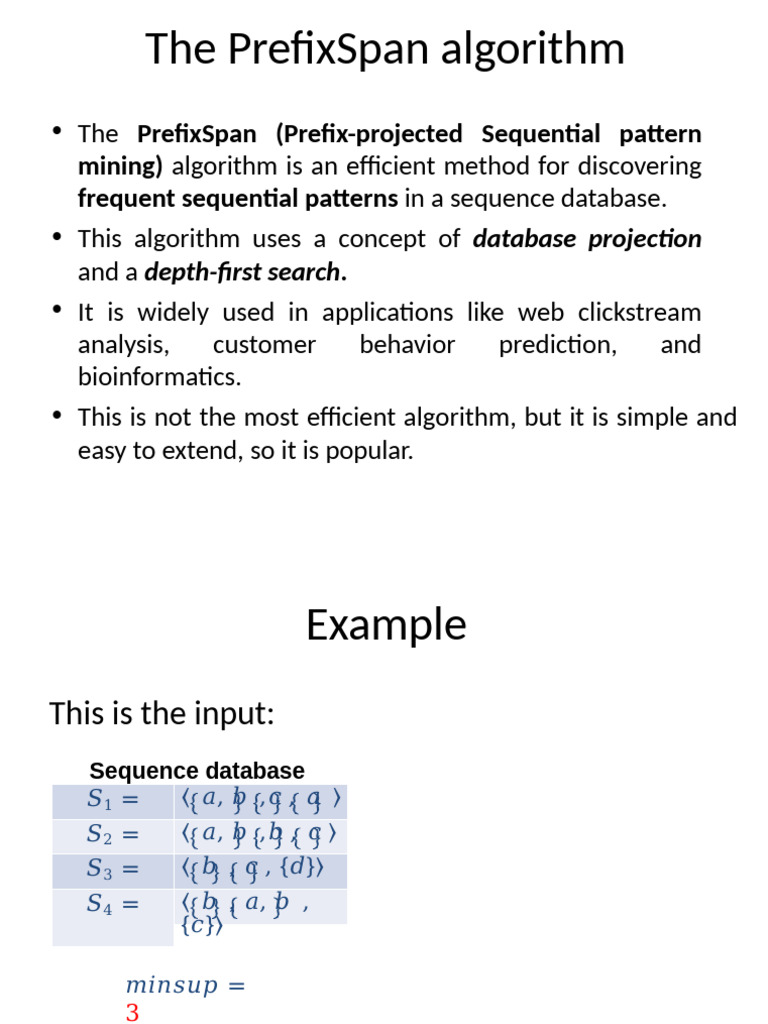 PrefixSpan Algorithm Overview | PDF | Computational Science | Computer ...