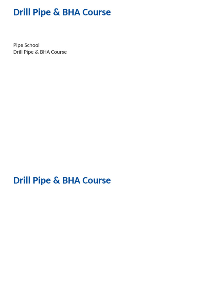 Drillpipe Bha Course Redesigned PDF