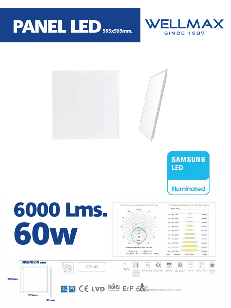 60W 595x595mm LED Panel Light | PDF