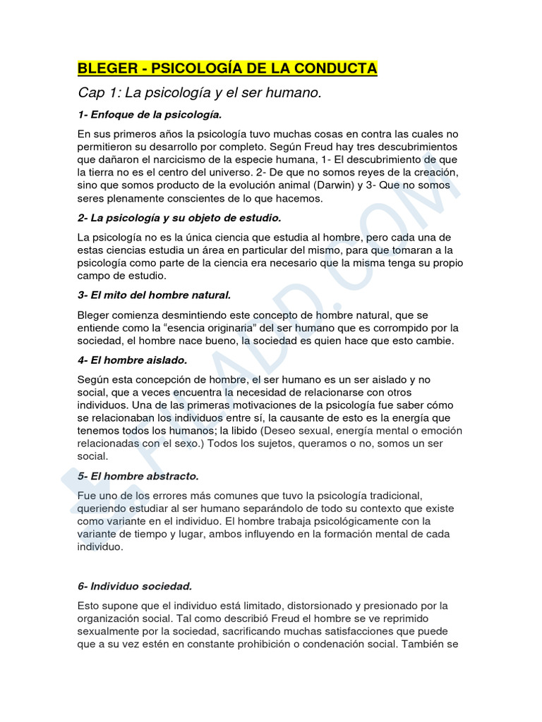 Psicología de la Conducta según Bleger | PDF | Sicología | Comportamiento