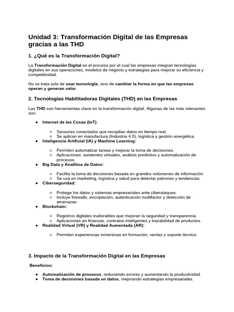 Transformación Digital y THD en Empresas | PDF
