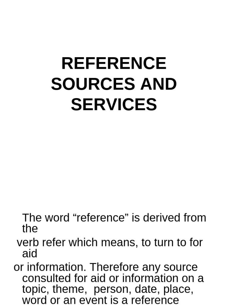 Reference Sources and Services | PDF | Bibliography | Dictionary
