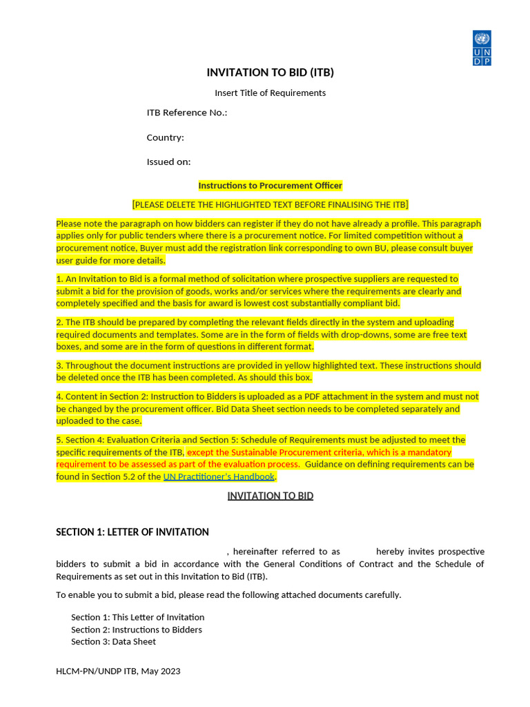 EN Invitation To Bid Quantum Template | PDF | Consortium | Evaluation