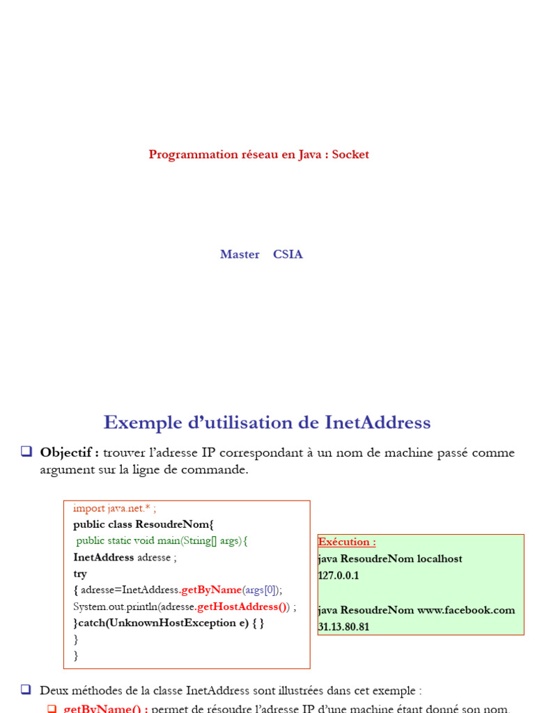 Programmation de Sockets en Java | PDF | Serveur (Informatique) | Java ...