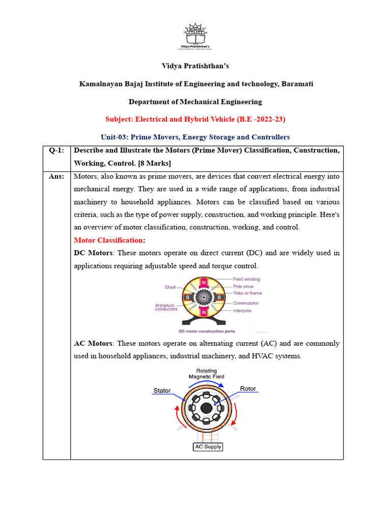 Motor Types and Applications Overview | PDF | Electric Motor | Energy ...