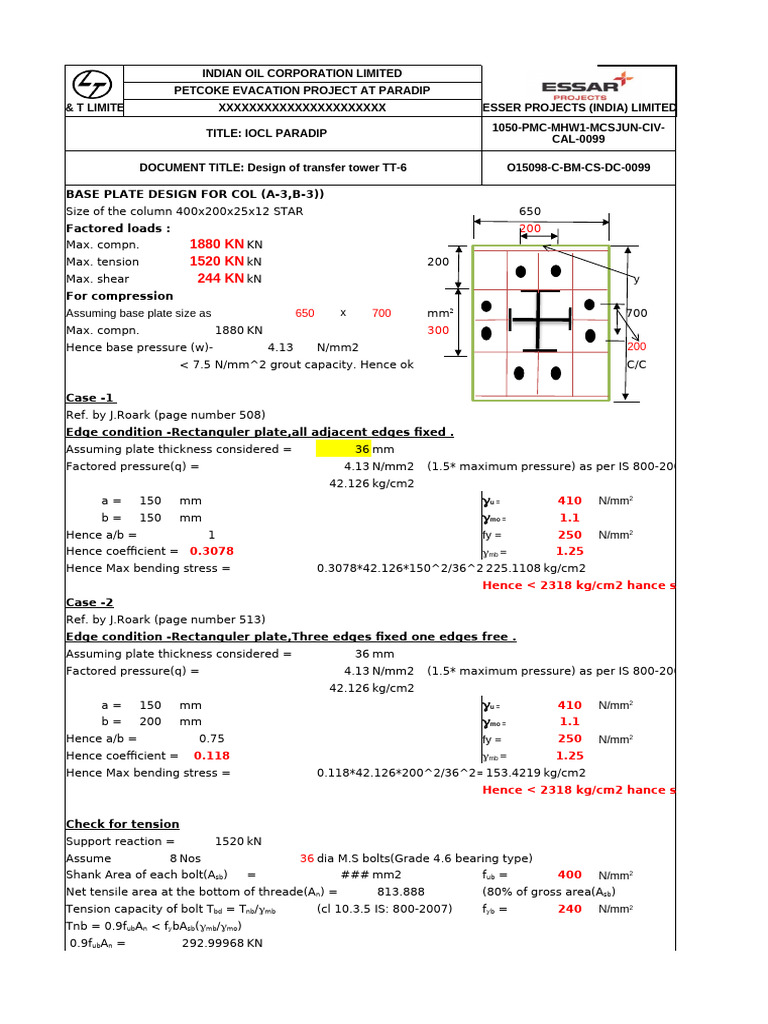 Base Plate Design-Hbf Bldg. - 17.04.25 | PDF | Mechanical Engineering ...