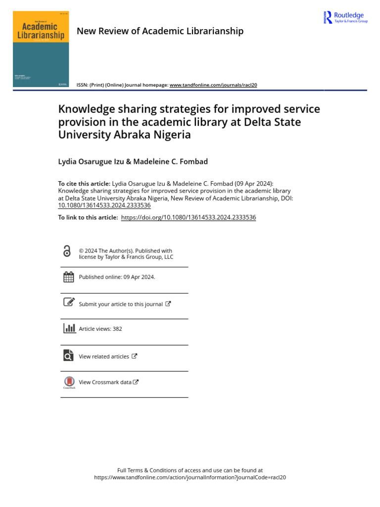 Article 4 Knowled Sharing in Academic Librareis | PDF | Knowledge ...