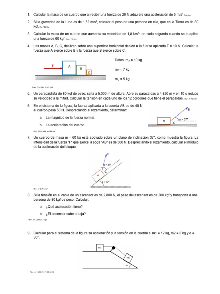 Practica Dinamica | PDF | Peso | Fricción