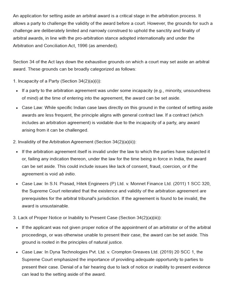 Grounds to Set Aside Arbitral Awards | PDF | Arbitration | Arbitral ...