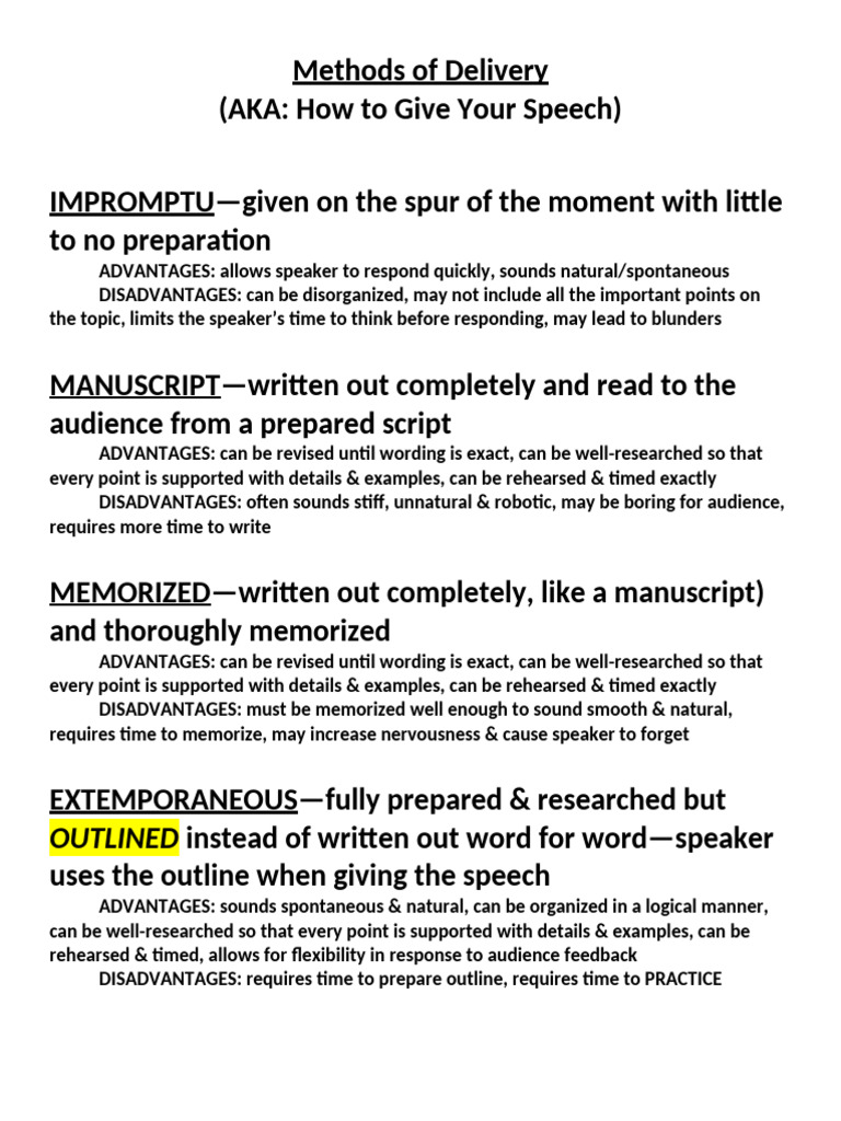 Effective Speech Delivery Methods | PDF