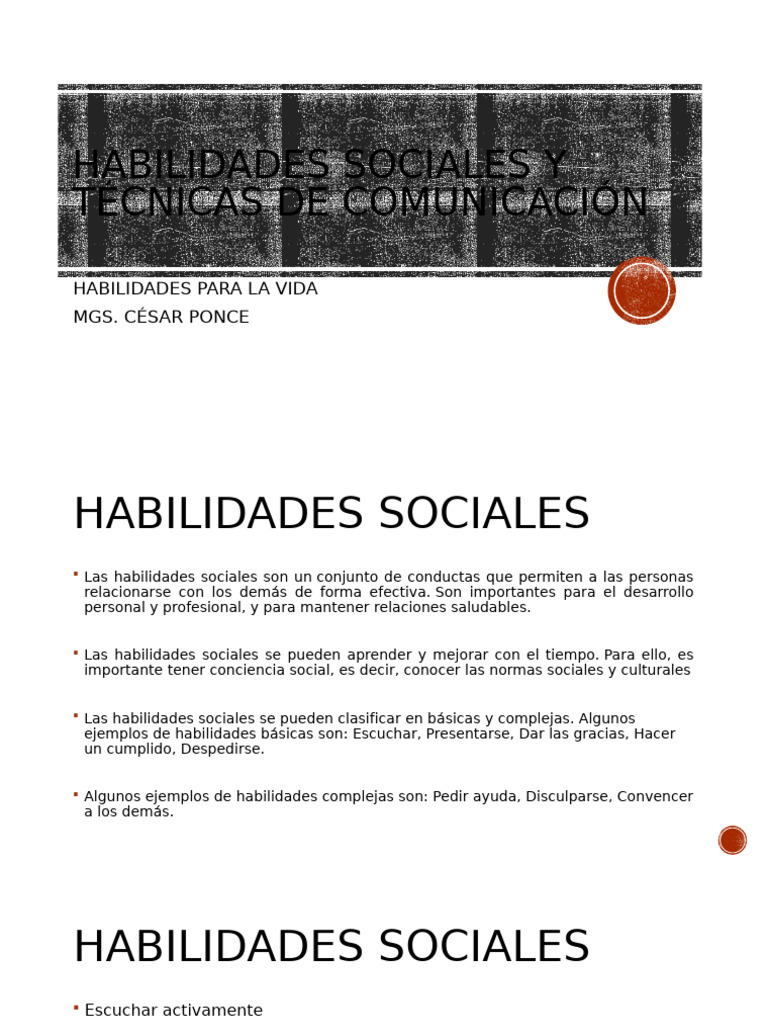 Habilidades Sociales y Técnicas de Comunicación | PDF | Habilidades ...