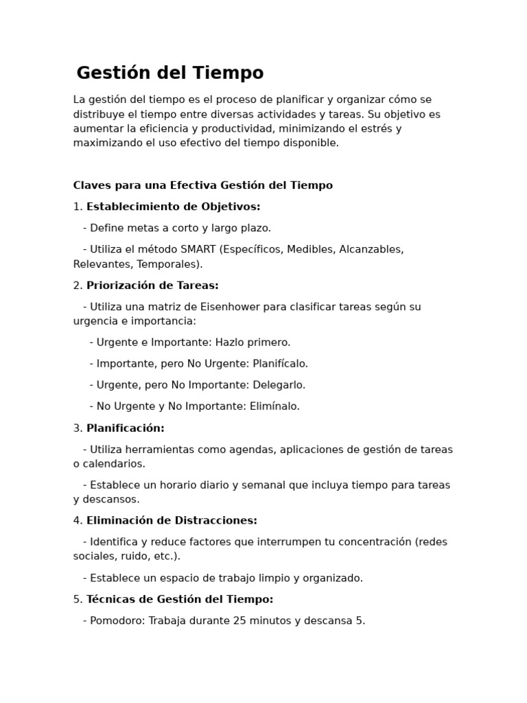 Gestión Del Tiempo Apuntes | PDF