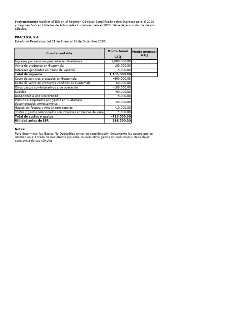 Cálculo ISR Régimen Opcional 2020 | PDF | Impuesto sobre la renta ...
