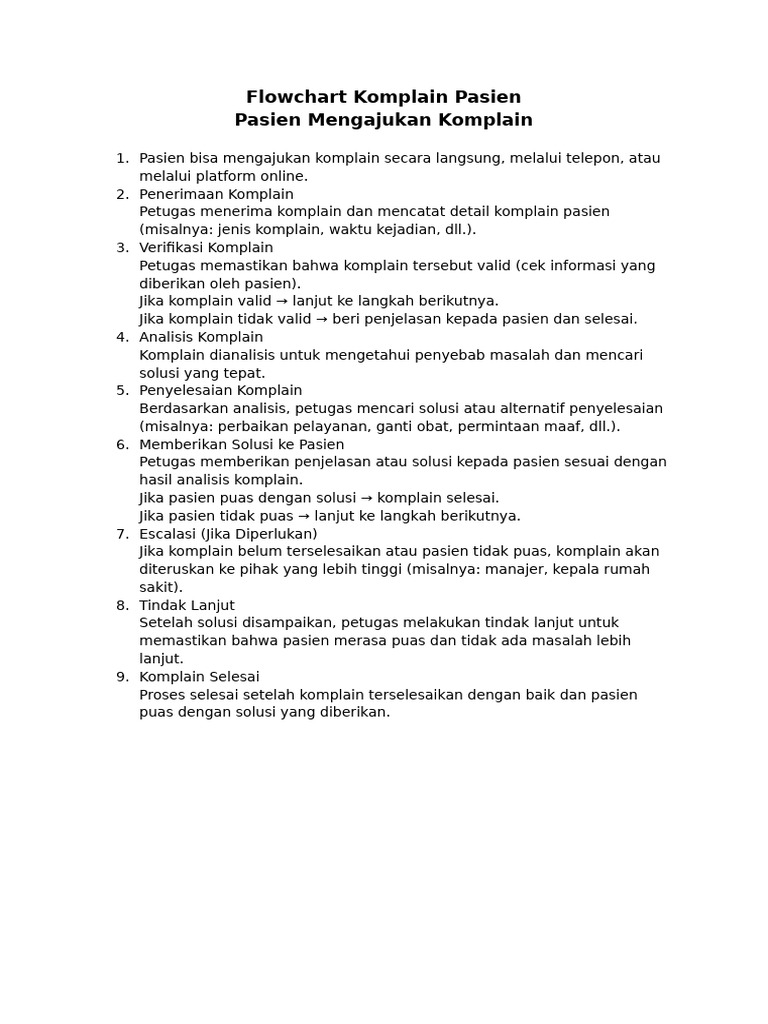 Flowchart Komplain Pasien | PDF