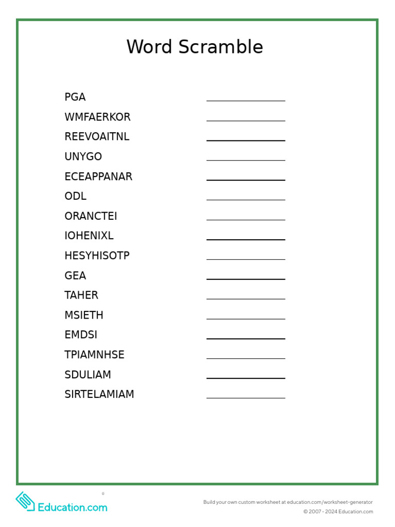 Word Scramble | PDF
