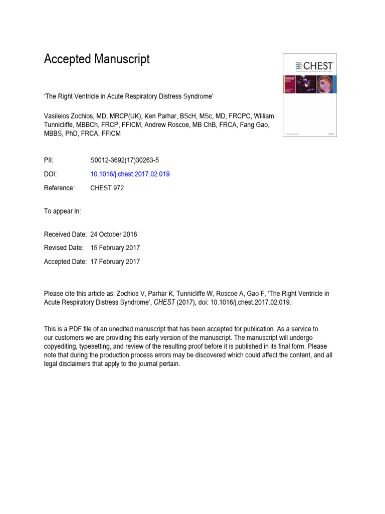 The Right Ventricle in Acute Respiratory Distress Syndrome | PDF ...