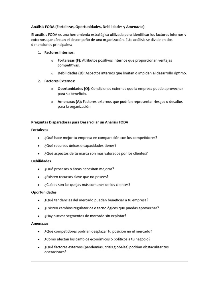 Análisis FODA: Estrategias para Empresas | PDF | Análisis FODA | Business