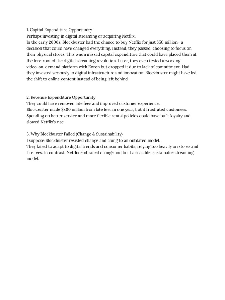 Blockbuster's Missed Digital Opportunities | PDF
