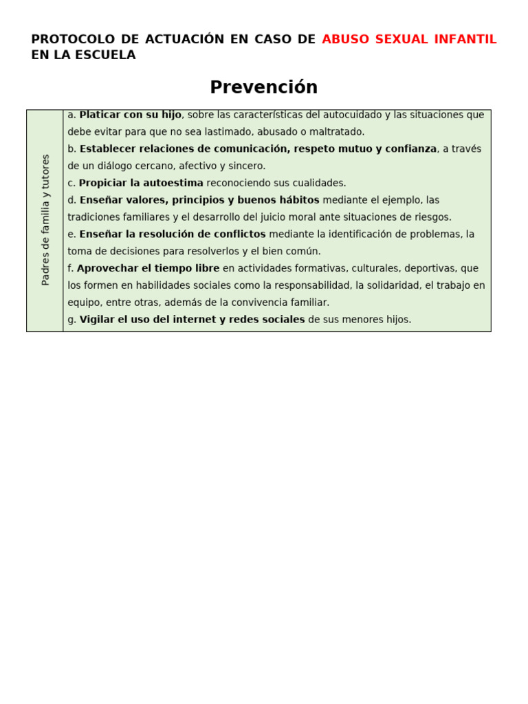 Protocolo contra Abuso Sexual Infantil | PDF | Enseñando | Salón de clases
